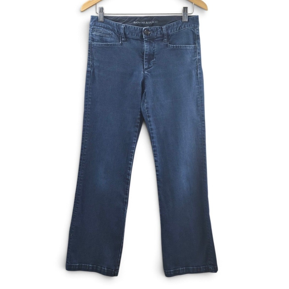 Banana Republic Trouser Jeans Women 27P Blue Excellent Dark Wash Stretch